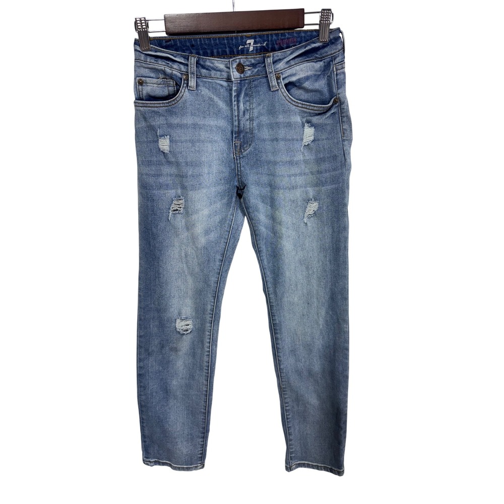 7 For All Mankind Blue Slimmy Jeans Women's‎ Distressed Denim
